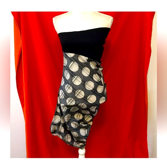 Zero Maria Cornejo strapless asymmetric circle print dress black gray size 6 - Picture 1 of 7